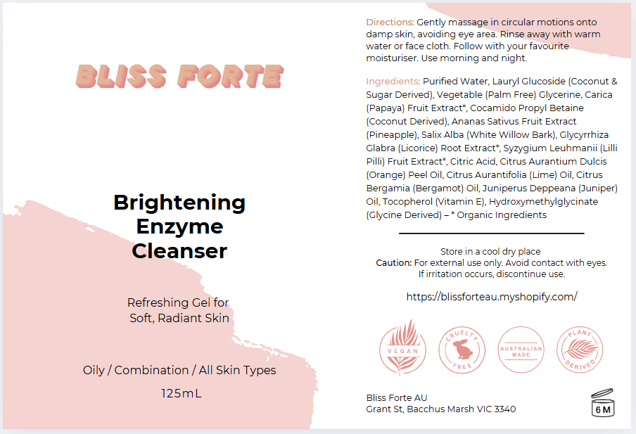Brightening Enzyme Cleanser by Bliss Forte - Refreshing gel for soft, radiant skin with tropical scent, ideal for all skin types.